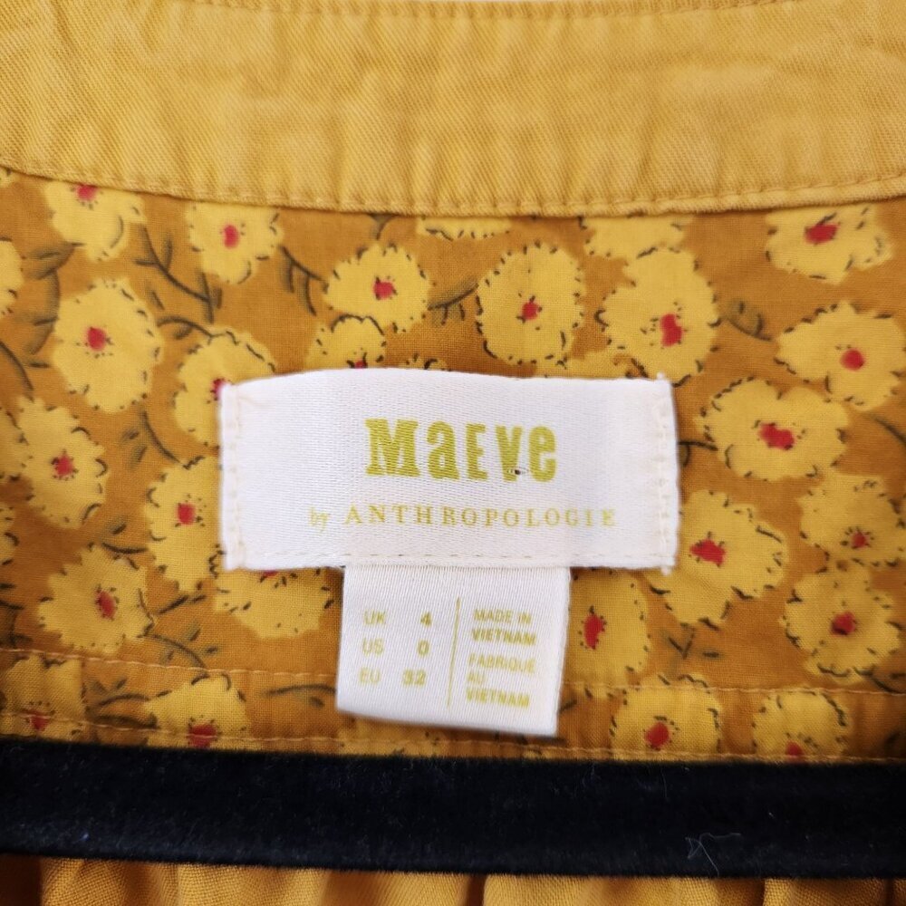 Maeve Anthropologie Maeve Marlie Dress Bobo Shirt Dress Mustard Yellow Size 0 - Picture 6 of 9